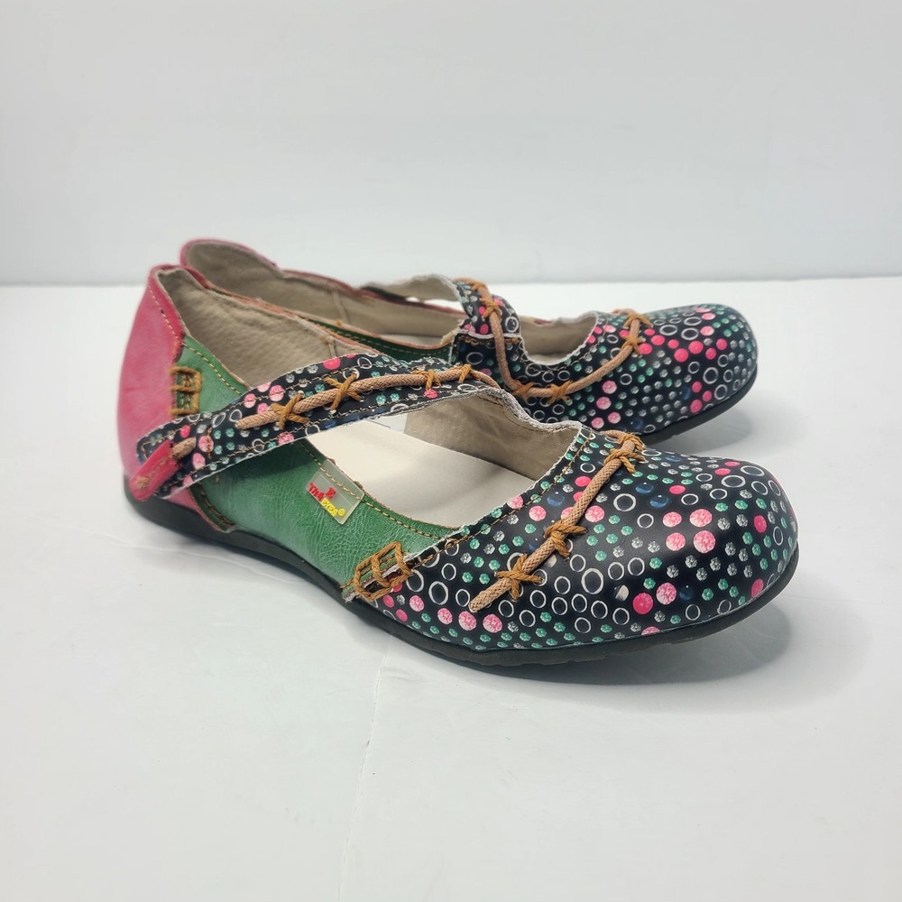 TMA Eyes MAIA Floral Leather Mary Janes Flats Shoes Size EU 38